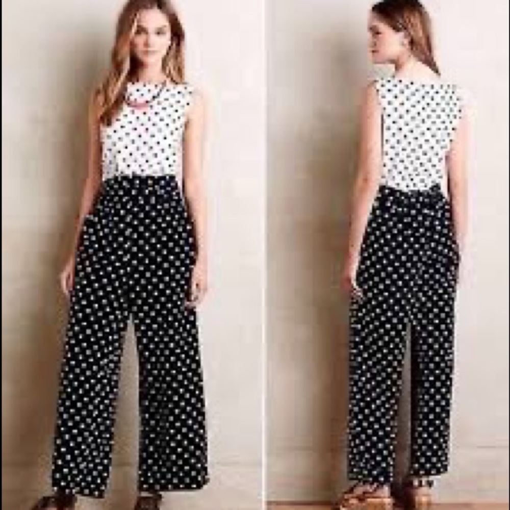 Anthropologie Whit Two Domino Dot jumpsuit